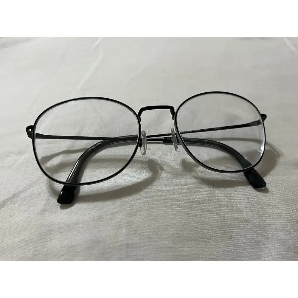 McAllister Eyeglasses Frames Black White Rim MC4500 54-19-140 Designer Round